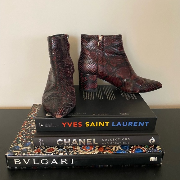 & Other Stories Shoes - Maroon Snakeskin Boots